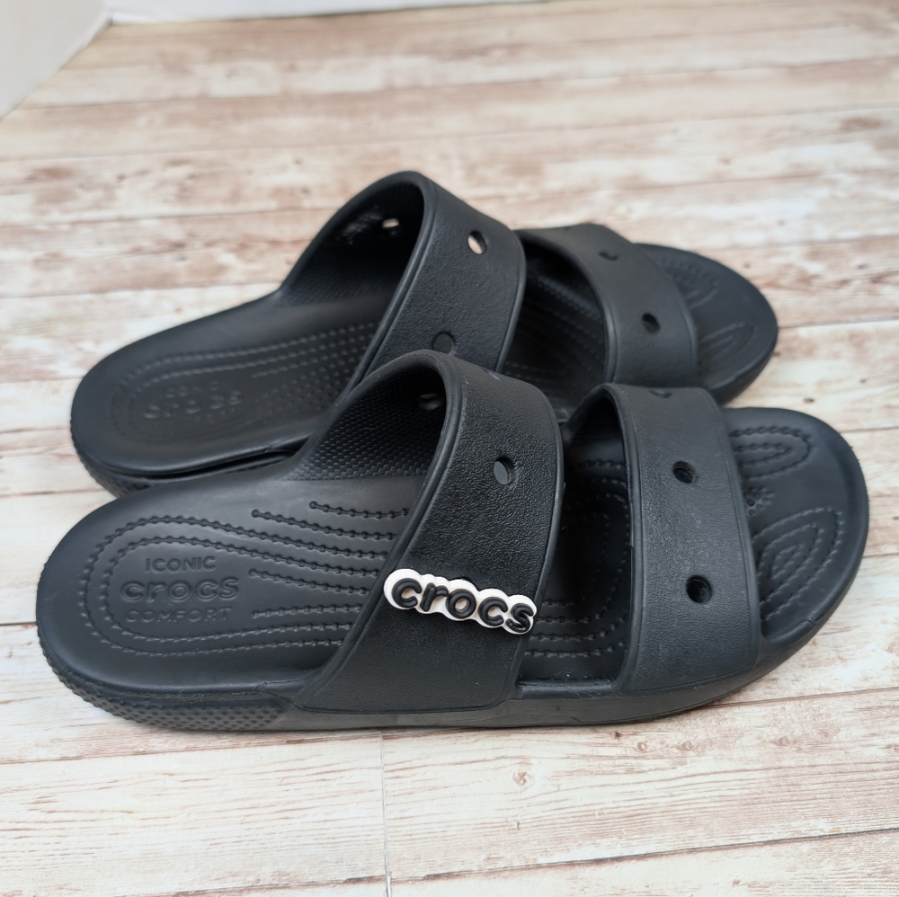 CROCS Iconic Comfort Slide On Slip On Sandal Shoes Black Men's Size 7 - Picture 10 of 13